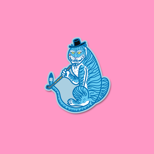 Tiger Smoking Pipe Sticker