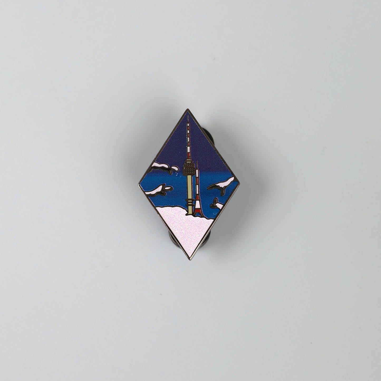 Snowy View of N-Tower Enamel Pin