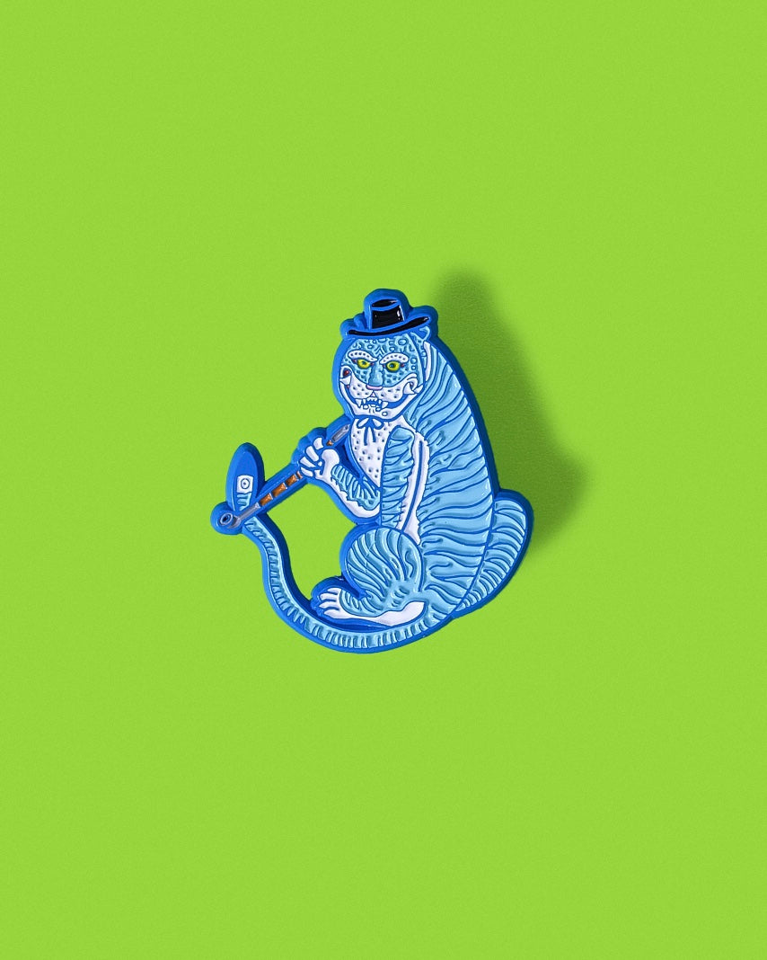 Tiger Smoking Pipe Enamel Pin